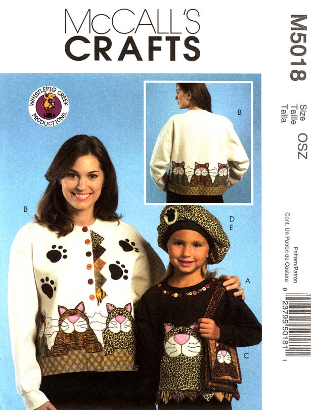 McCalls Pattern M5018 Purse Beret Cat Appliques 5018