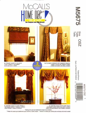 McCalls Pattern M5675 Valance Shade Swag Cornice 5675 023795539999 