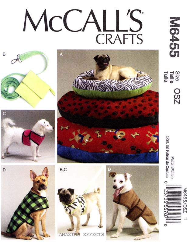   Pattern M6455 Dog Bed Leash, Case Harness Vest Coat S XL clothes 6455