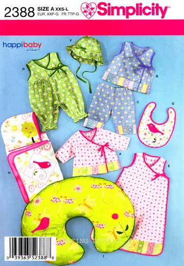   Pattern 2388 Baby clothes Layette Bib XXS L 039363523888  